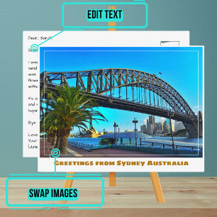 Sydney Australia with Bridge and Opera House Postcard