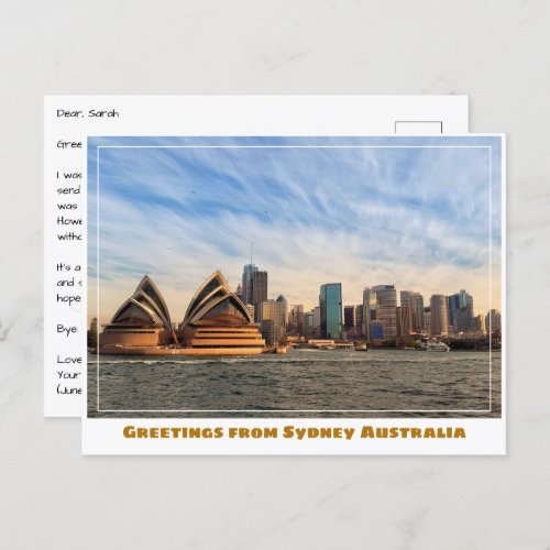 Sydney Australia with Opera House from Water Postcard