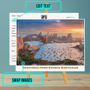 Sydney Australia with Wide Harbour Postcard