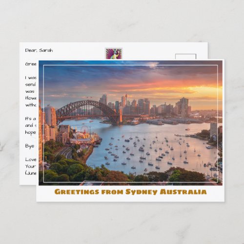Sydney Australia with Wide Harbour Postcard