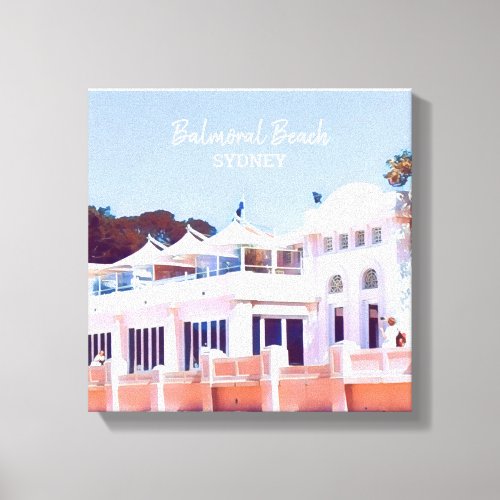 Sydney Balmoral Beach retro Bathers Pavillion Canvas Print