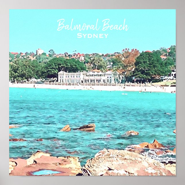 Sydney Balmoral Beach retro Bathers Pavillion Poster (Front)