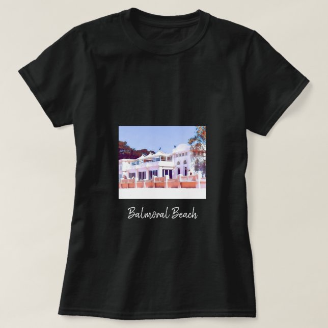 Sydney Balmoral Beach retro Bathers Pavillion T-Shirt (Design Front)