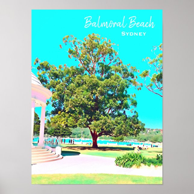 Sydney Balmoral Beach white Rotunda Poster (Front)