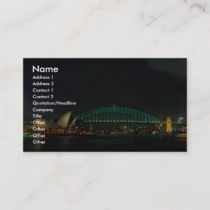 Sydney Bridge and Opera House at night, Australia Business Card