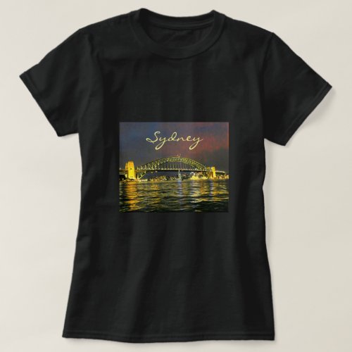Sydney by night Harbour Bridge Australia travel T_Shirt