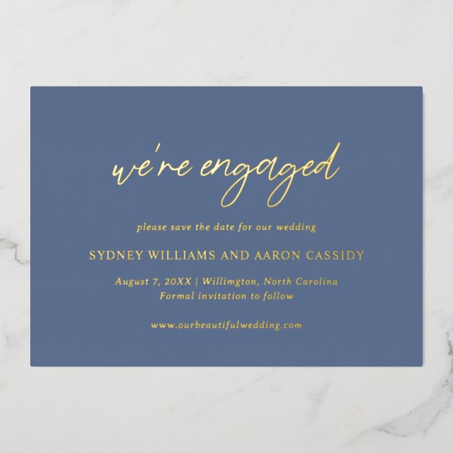 Sydney Dusty Blue Modern Wedding Save the Date Foil Invitation (Front)