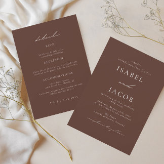 SYDNEY Espresso All in One Wedding  Invitation