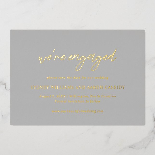 Sydney Gray Modern Wedding Save the Date Foil Invitation (Front)