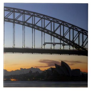 Sydney Harbor Bridge and Sydney Opera House at 2 Ceramic Tile