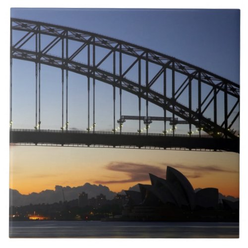 Sydney Harbor Bridge and Sydney Opera House at 2 Ceramic Tile