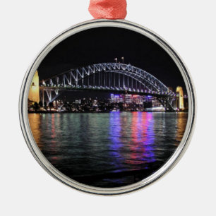 Sydney Harbor Bridge at Night Metal Ornament