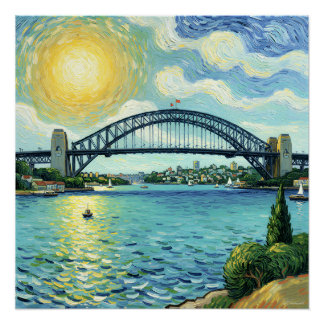 Sydney Harbor Bridge bathed in sunlight Poster