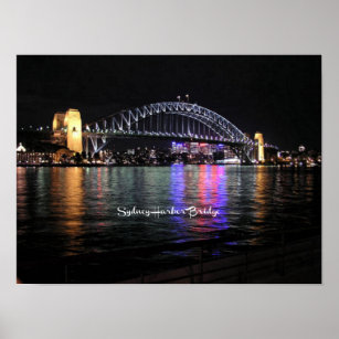 Sydney Harbor Bridge, labeled Poster