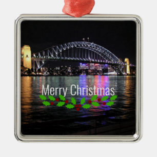 Sydney Harbor Bridge - Merry Christmas! Metal Ornament