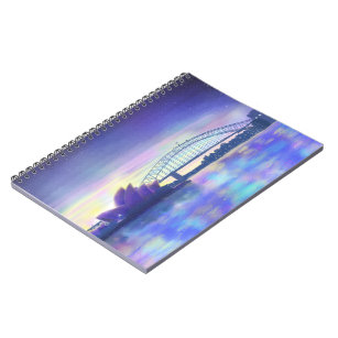 Sydney Harbor Opera House Purple Sunset Painting Notebook