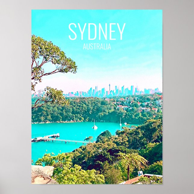 Sydney Harbor Skyline view Mosman Poster (Front)