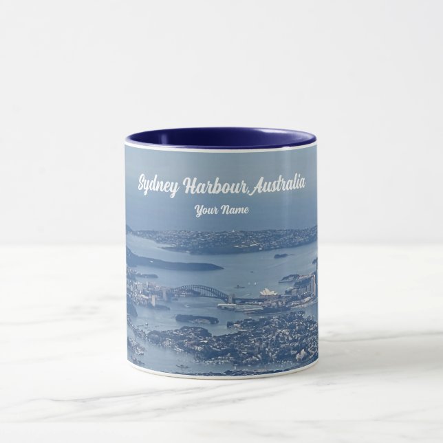 Sydney Harbour Australia Aerial Panorama Photo Mug (Center)
