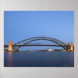 Sydney Harbour Bridge and Opera House at dusk Poster | Zazzle