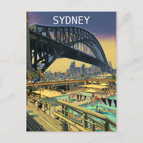 Sydney Harbour bridge digital art travel Postcard