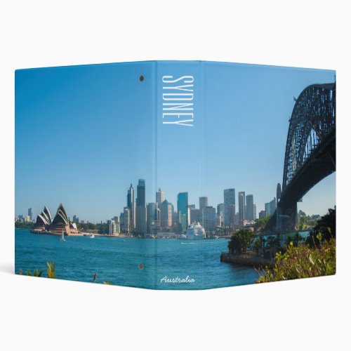 Sydney Harbour Bridge  Opera House Skyline 3 Ring Binder