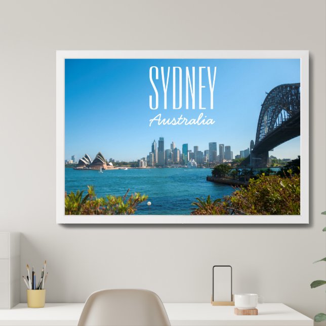 Sydney Harbour Bridge & Opera House Skyline Framed Art (Home Office)