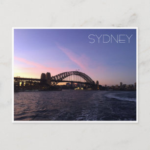sydney harbour bridge sunset postcard