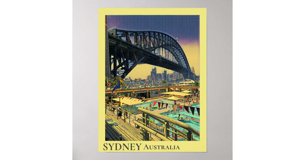 Sydney Harbour Bridge vintage travel wall decor Zazzle