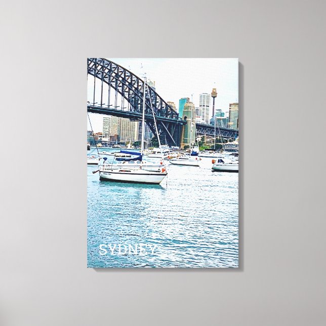 Sydney Harbour Bridge with yachts Canvas Print (Front)