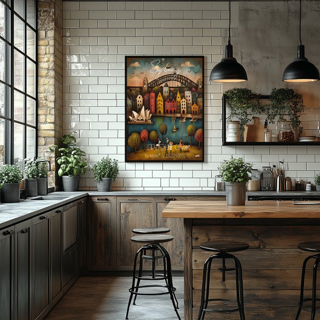 Sydney Harbour City – Whimsical Folk Art Urban  Poster (Creator Uploaded)