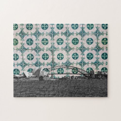 Sydney Harbour Meets Portuguese Tiles Montage Jigsaw Puzzle