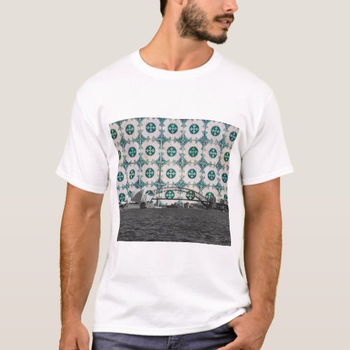 Sydney Harbour Meets Portuguese Tiles Montage T_Shirt