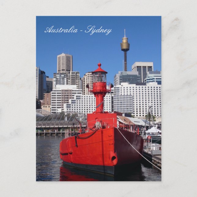 Sydney Harbour, Red Boat, holiday Australia Postcard (Front)