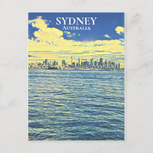 Sydney Harbour skyline digital art travel Postcard