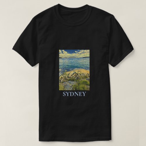 Sydney Harbour skyline travel art T_Shirt