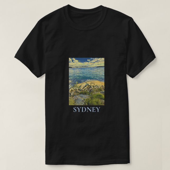 Sydney Harbour skyline travel art T-Shirt (Design Front)