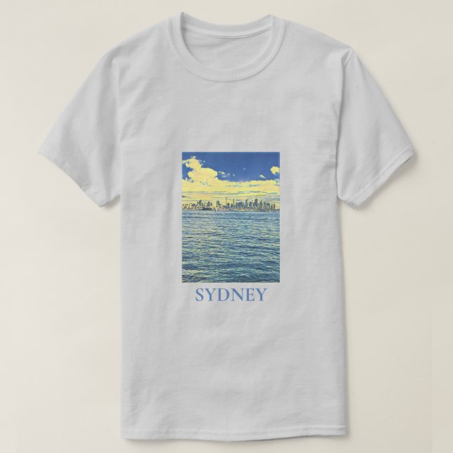 Sydney Harbour skyline travel art T-Shirt (Design Front)