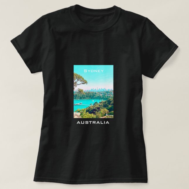 Sydney Harbour Skyline view Mosman T-Shirt (Design Front)