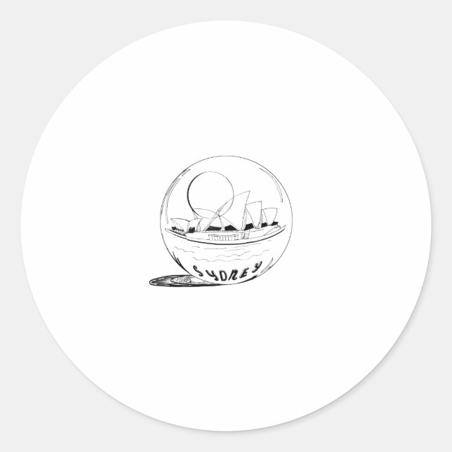 Sydney in a glass globe classic round sticker (Front)