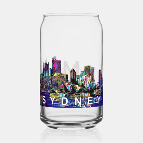 Sydney in graffiti with monogram  can glass