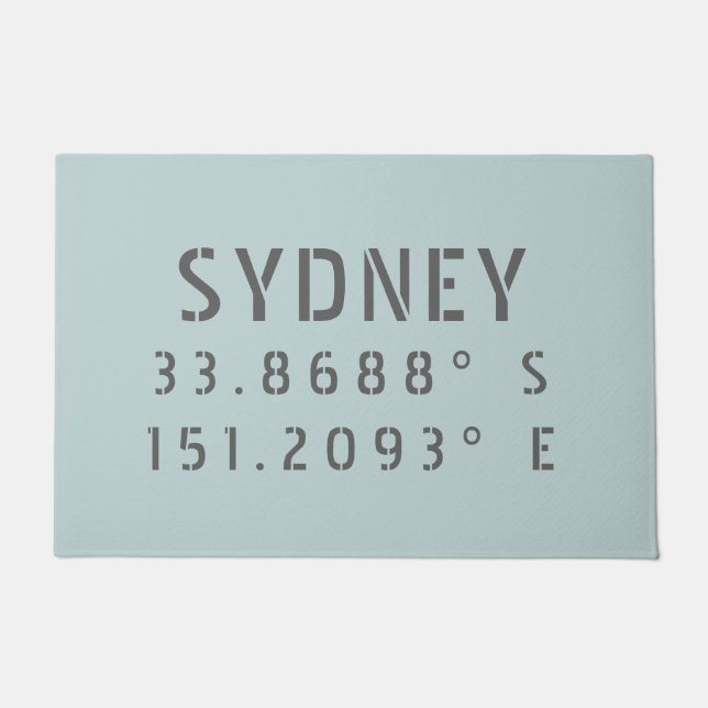 Sydney Latitude and Longitude Doormat (Front)