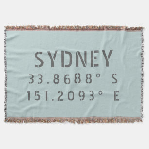 Sydney Latitude and Longitude Throw Blanket