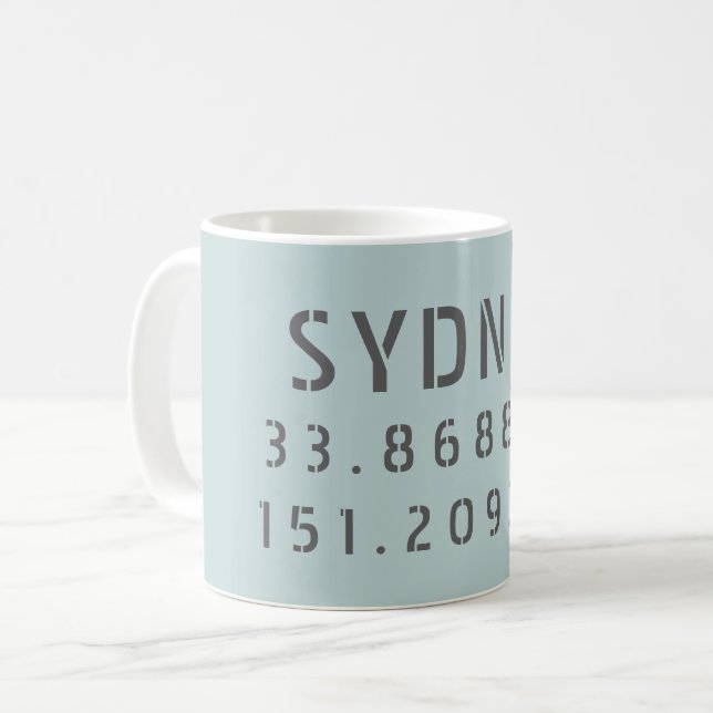 Sydney Latitude Longitude Coffee Mug (Front Left)