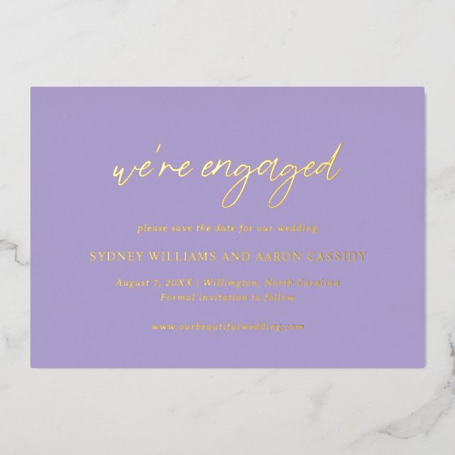 Sydney Lavender Modern Wedding Save the Date Foil Invitation (Front)