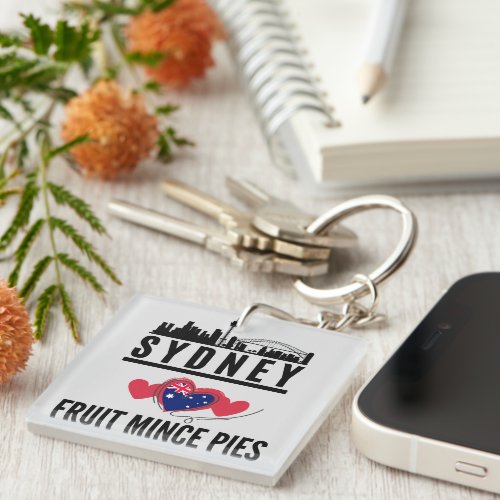 Sydney Loves Fruit Mince Pies Cityscape Keychain
