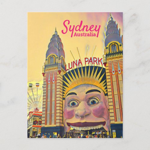 Sydney Luna Park fun park digital art travel Postcard