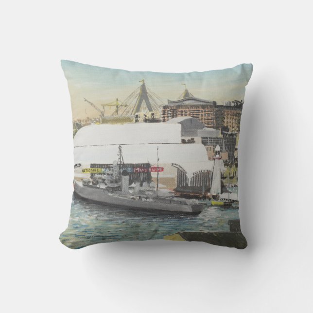 Sydney Maritime Museum from Hotel Balcony. 1998 Throw Pillow (Front)