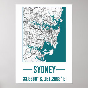 Sydney Minimalist city Map,Sydney DIY city Map Poster