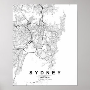 Sydney Minimalist Map (Black & White) Poster