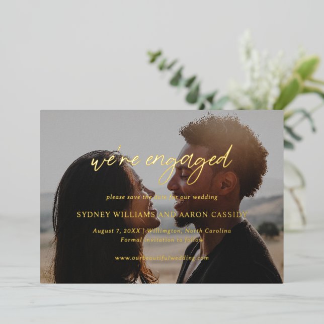 Sydney Modern Wedding Save the Date Foil Invitation (Standing Front)